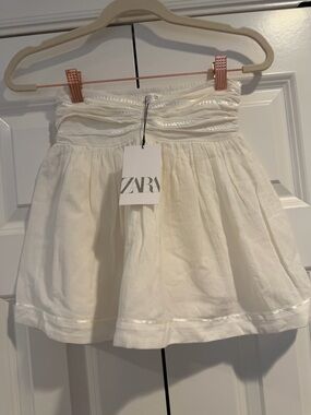 ZARA Girls Cream Gathered Waist Circle Skirt, size 10, NWT